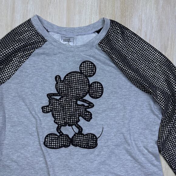 Disney Boutique Mickey Mouse Print Sparkle Houndstooth Pullover Sweatshirt XXL - Picture 2 of 14